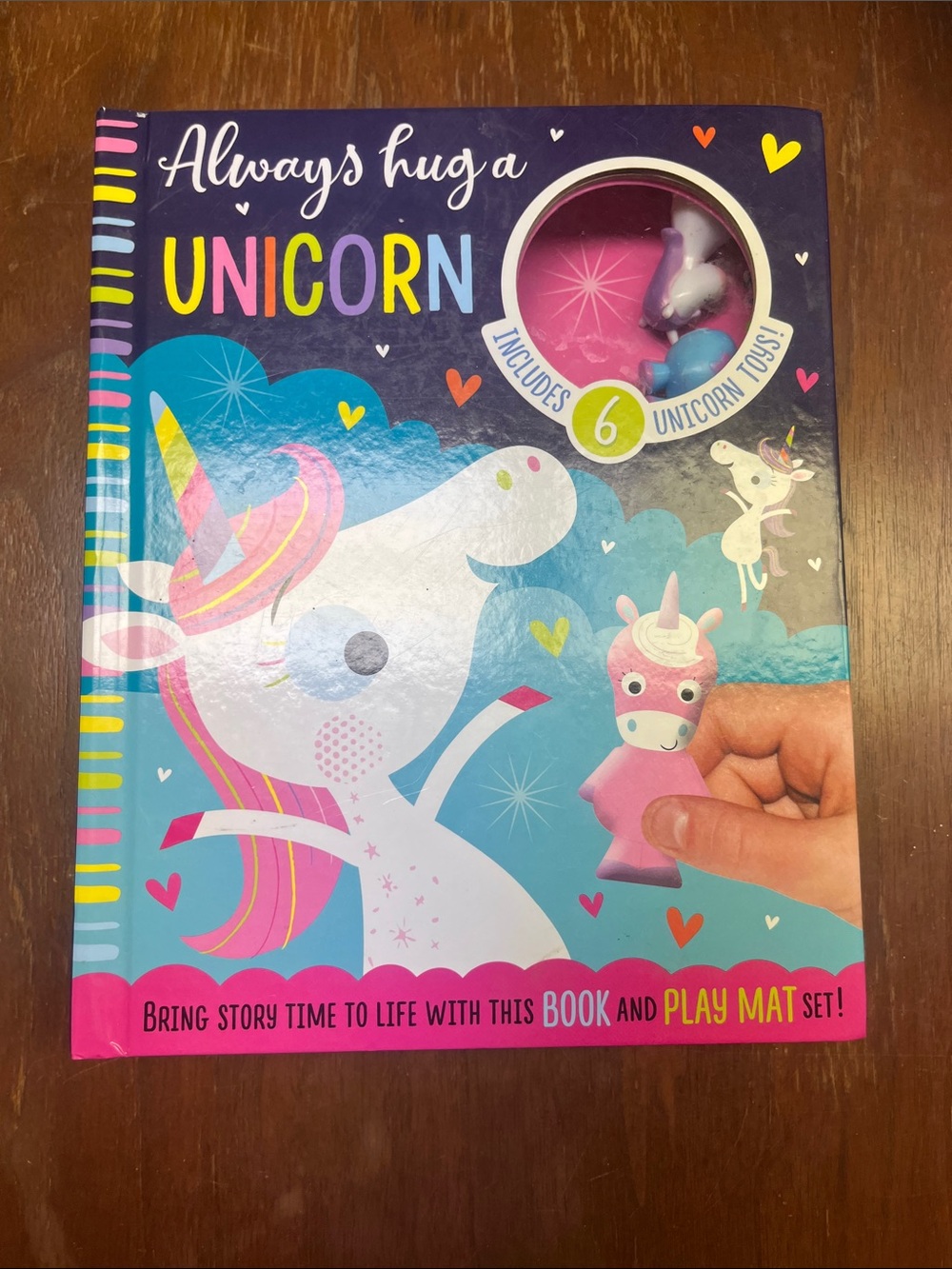 Always Hug a Unicorn - Pink & Blue Kids Toy Book with Unicorn Toy